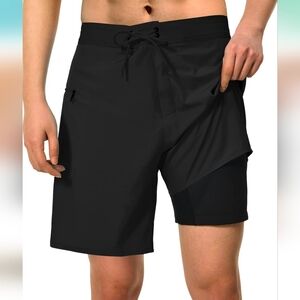 RAISEVERN Men's Board Shorts Quick Dry Beach Boardshorts with Compression
